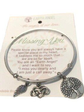 Earth Angels "Missing You" Silver Bracelet with Charms